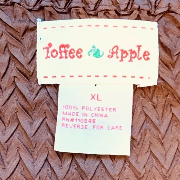 Toffee & Apple Mixed-Pattern Crinkle V-Neck Blouse XL Metallic Brown #34A - Picture 5 of 6